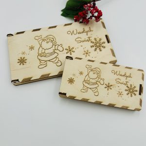 Drewniane Pudełko na Kartę Podarunkową – Święta Bożego Narodzenia