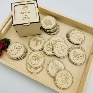 Świąteczna gra „Znajdź bliźniaka” – personalizowana, drewniana gra memory (30 elementów)