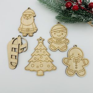 Zestaw 5 zawieszek ze sklejki do samodzielnego ozdobienia