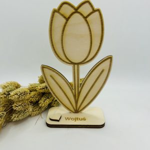 Kwiatek z podstawką do samodzielnego pomalowania – z personalizacją (16 × 9 cm) 🌸 (wzór 2)