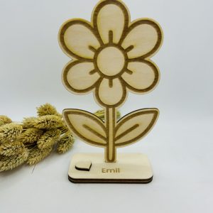 Kwiatek z podstawką do samodzielnego pomalowania – z personalizacją (16 × 9 cm) 🌸 (wzór 1)