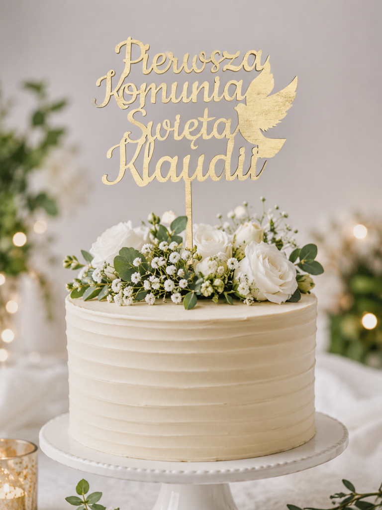 Topper na tort ze sklejki – personalizowany (imię)