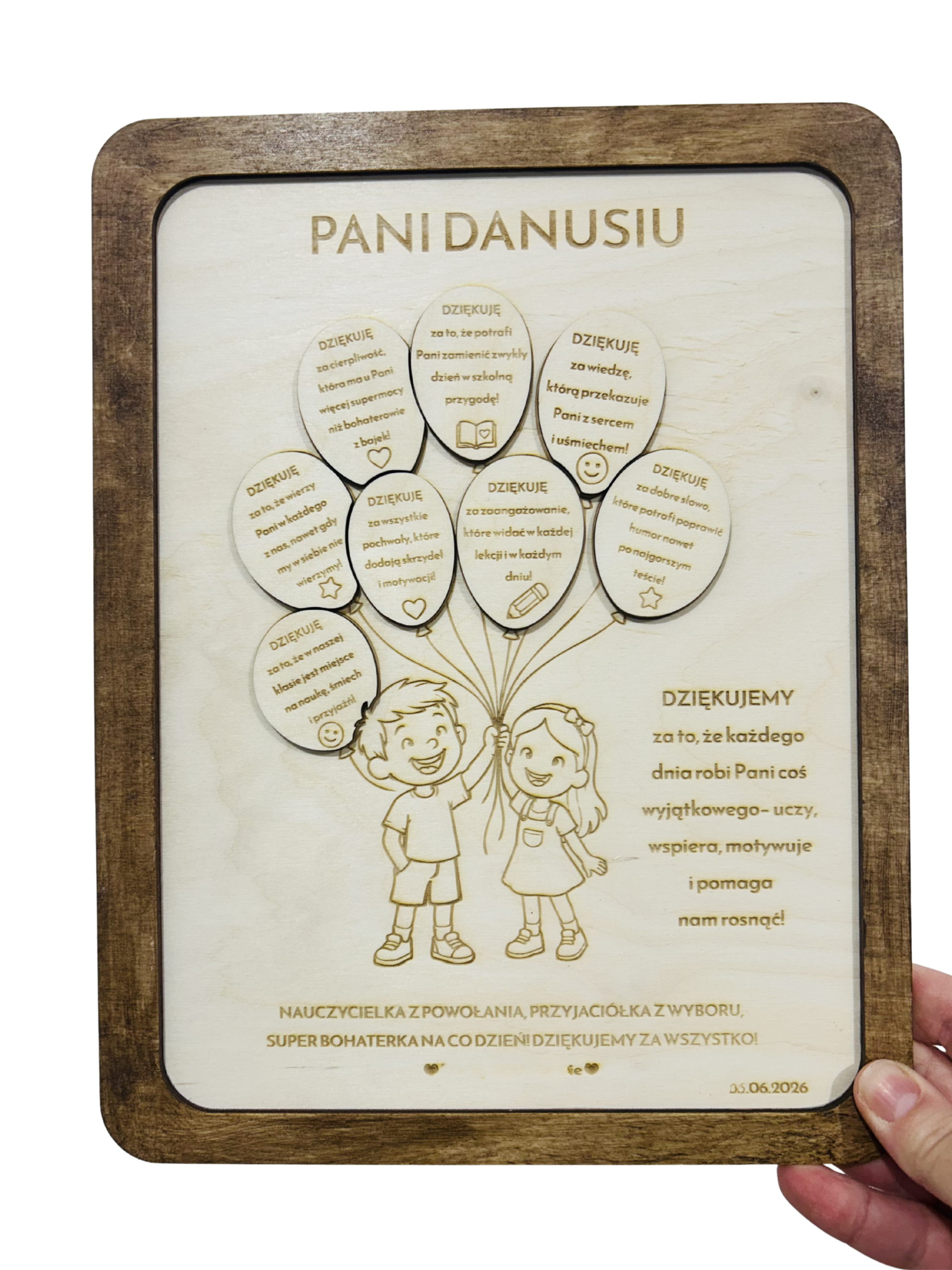 Personalizowana tabliczka ścienna z podziękowaniem dla nauczyciela